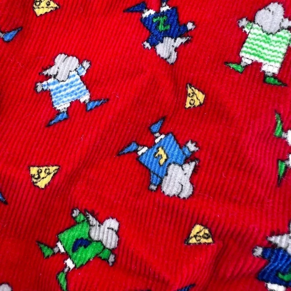 vintage OshKosh Corduroy‎ Overalls Mouse Cheese Novelty Print Baby 6/9 months